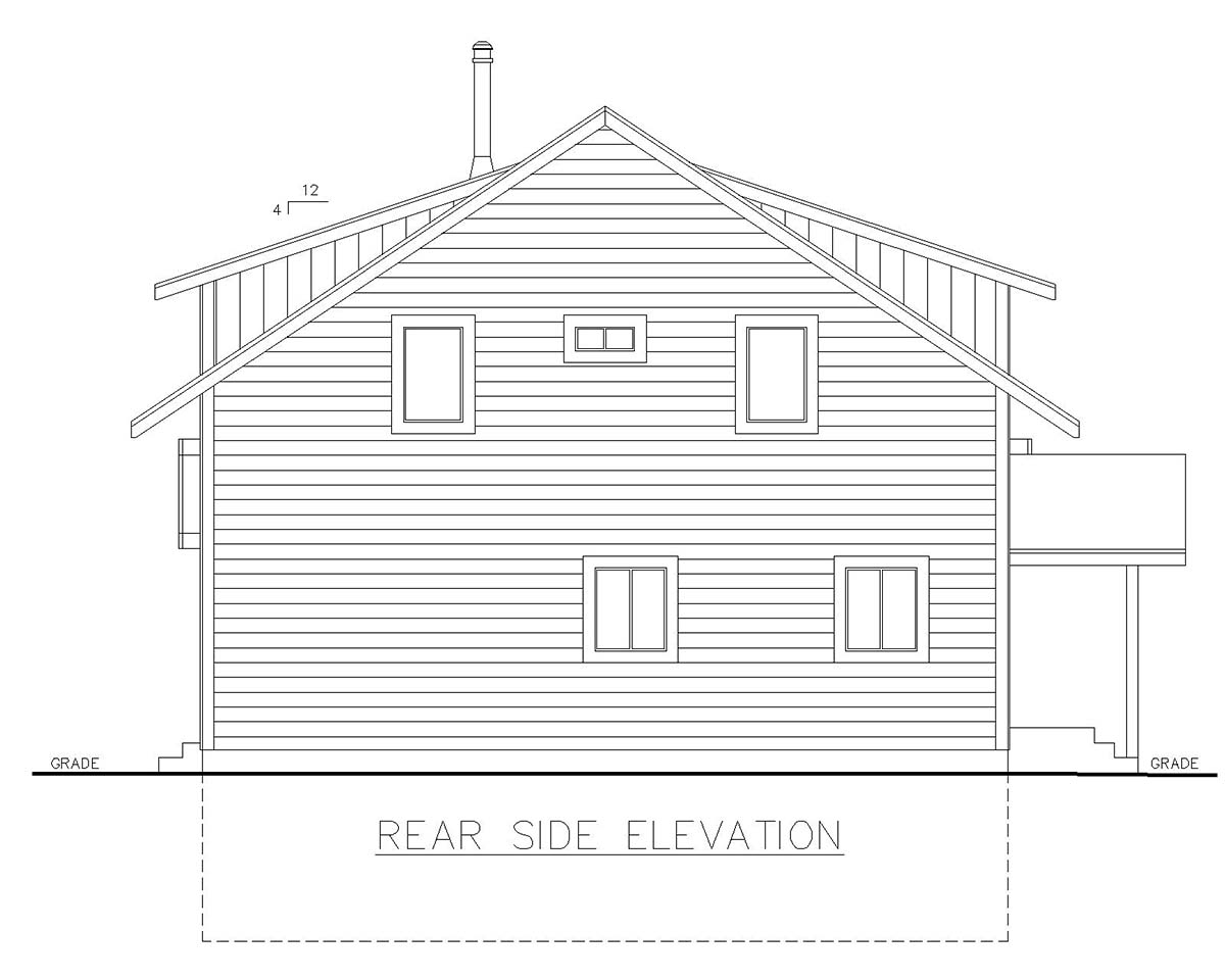 Cabin Contemporary Rear Elevation of Plan 85107