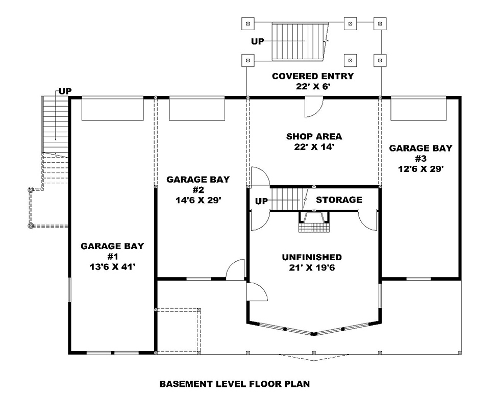 Cabin Log Lower Level of Plan 85110