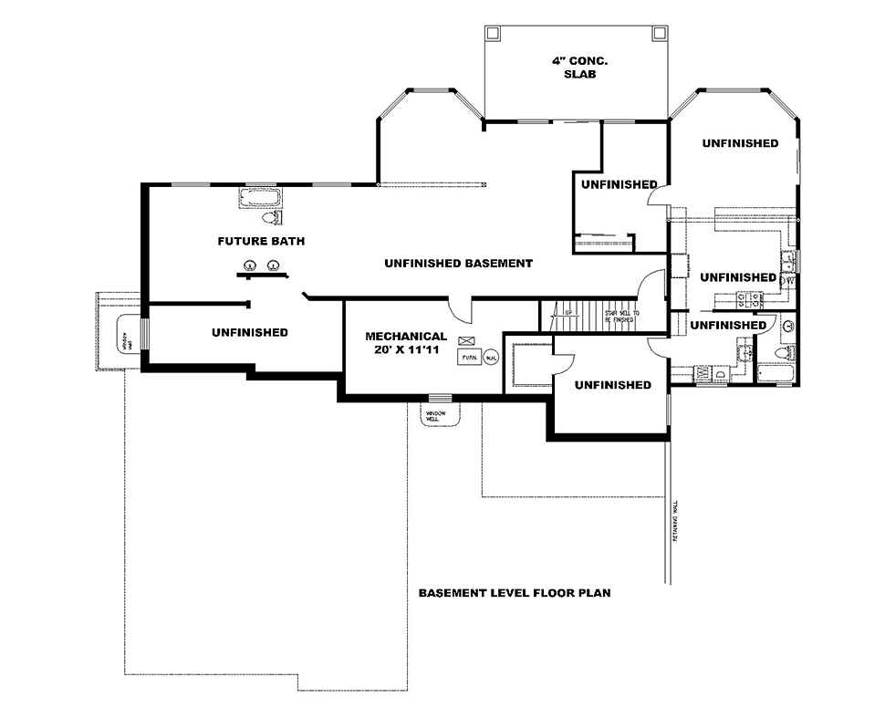 Craftsman Lower Level of Plan 85112