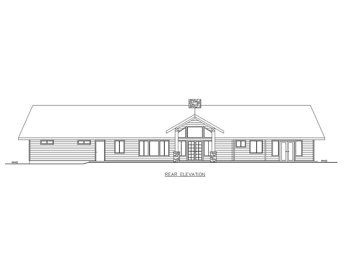 Ranch Rear Elevation of Plan 85114