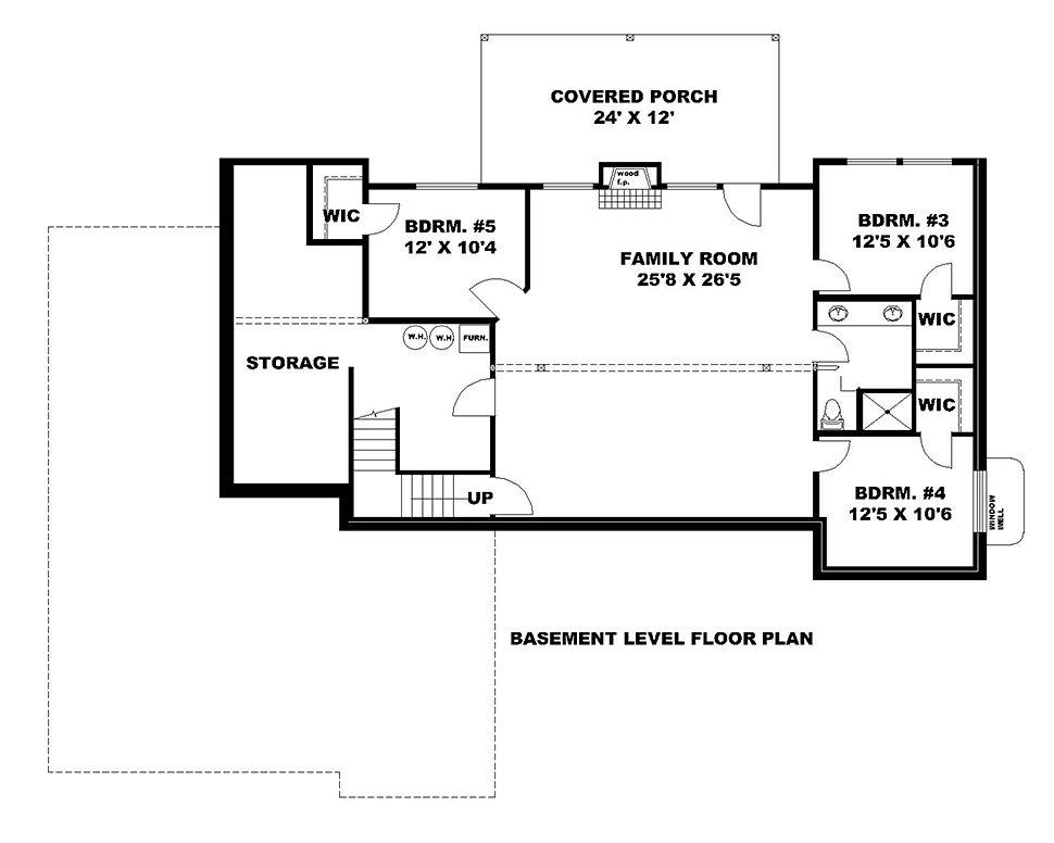 Craftsman Lower Level of Plan 85115