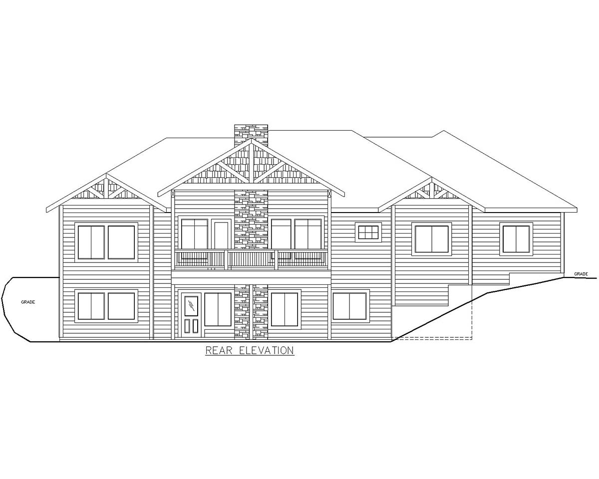 Craftsman Rear Elevation of Plan 85115