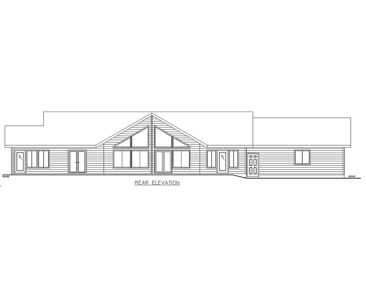 Ranch Rear Elevation of Plan 85116