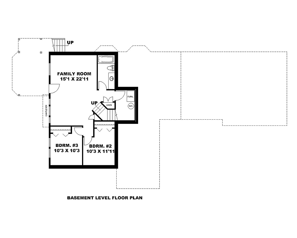 Craftsman Lower Level of Plan 85117