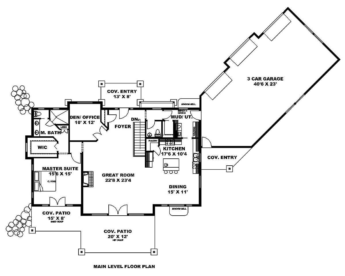 Craftsman Ranch Level One of Plan 85121