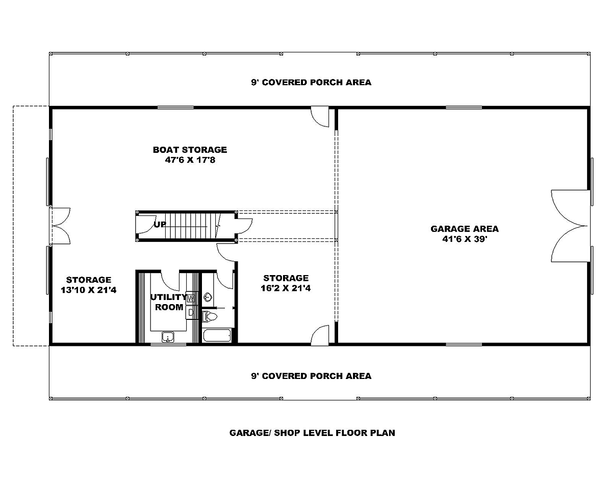 Barndominium Country Farmhouse Level One of Plan 85124