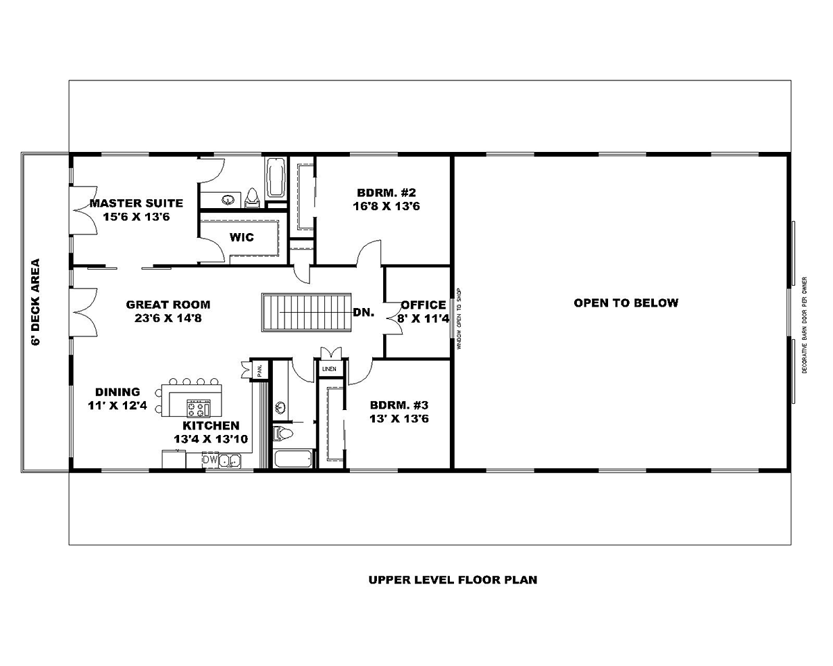 Barndominium Country Farmhouse Level Two of Plan 85124