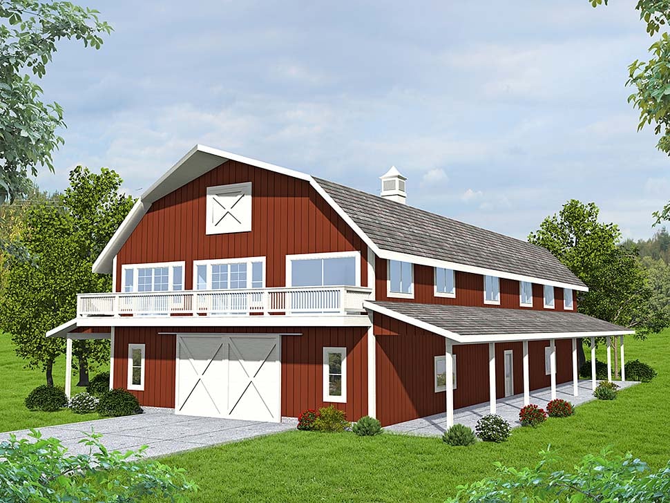 Farmhouse Style 1 Car Garage Apartment Plan Number 85124 With 3 Bed 3 Bath