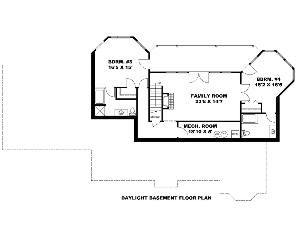 Country Craftsman Traditional Lower Level of Plan 85127