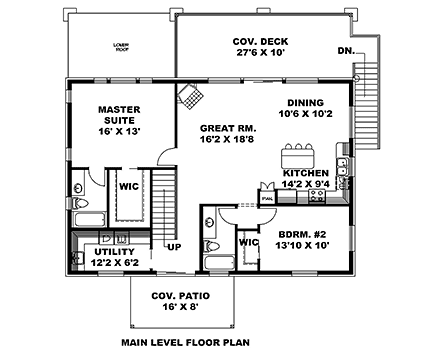 Traditional Garage-Living Plan 85137 with 2 Beds, 3 Baths, 2 Car Garage Second Level Plan