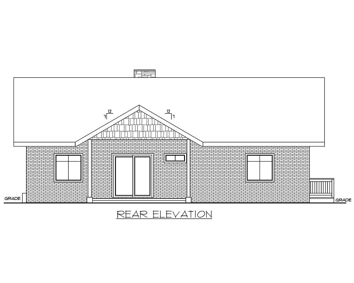 Traditional Rear Elevation of Plan 85137