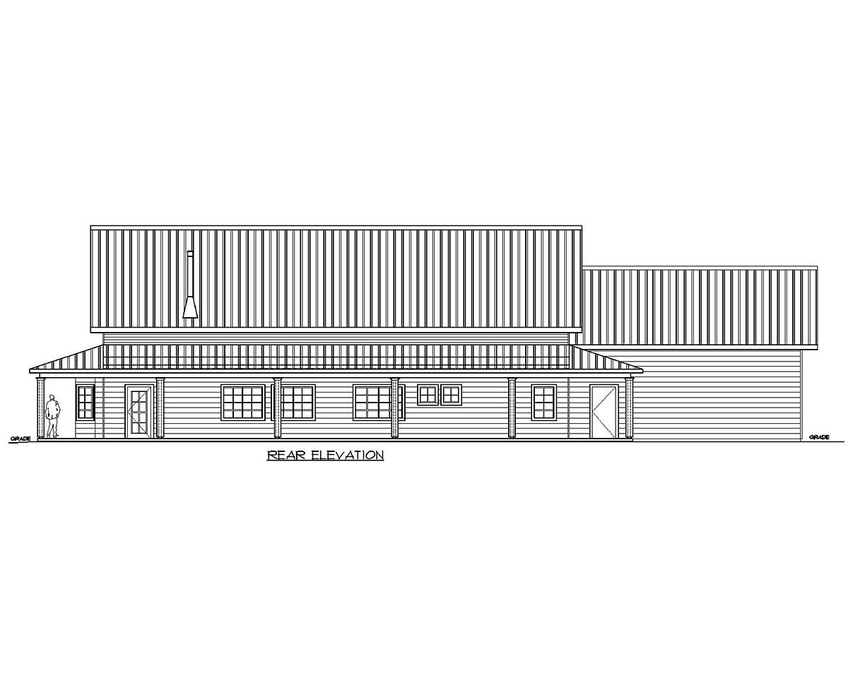 Country Farmhouse Ranch Rear Elevation of Plan 85138