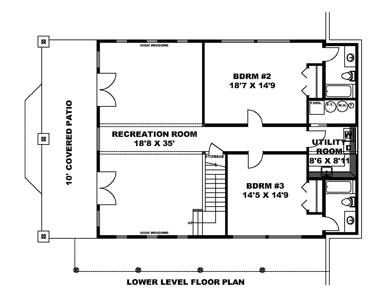 Cabin Contemporary Craftsman Lower Level of Plan 85140