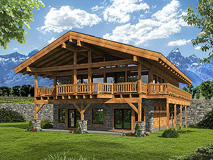 Cabin Contemporary Craftsman Elevation of Plan 85140