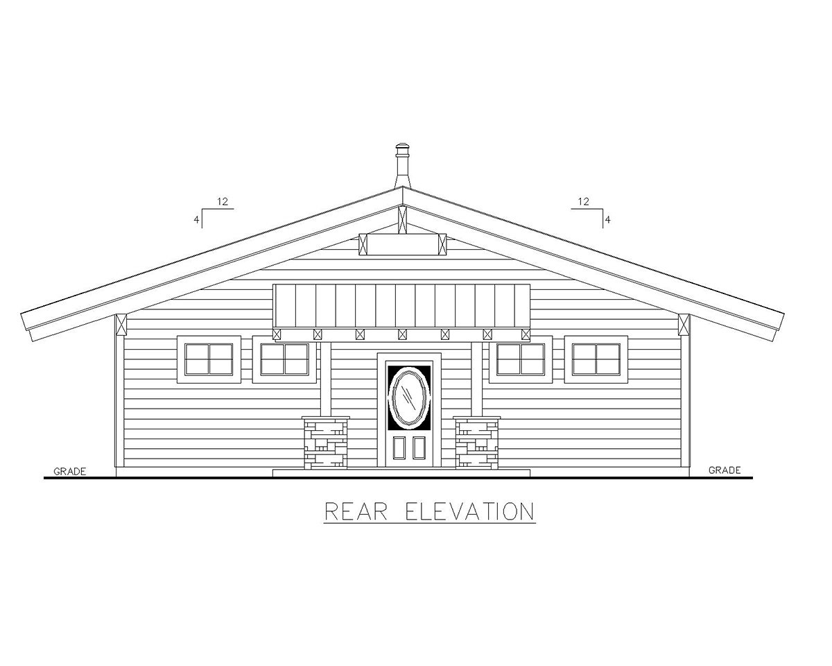 Cabin Contemporary Craftsman Rear Elevation of Plan 85140