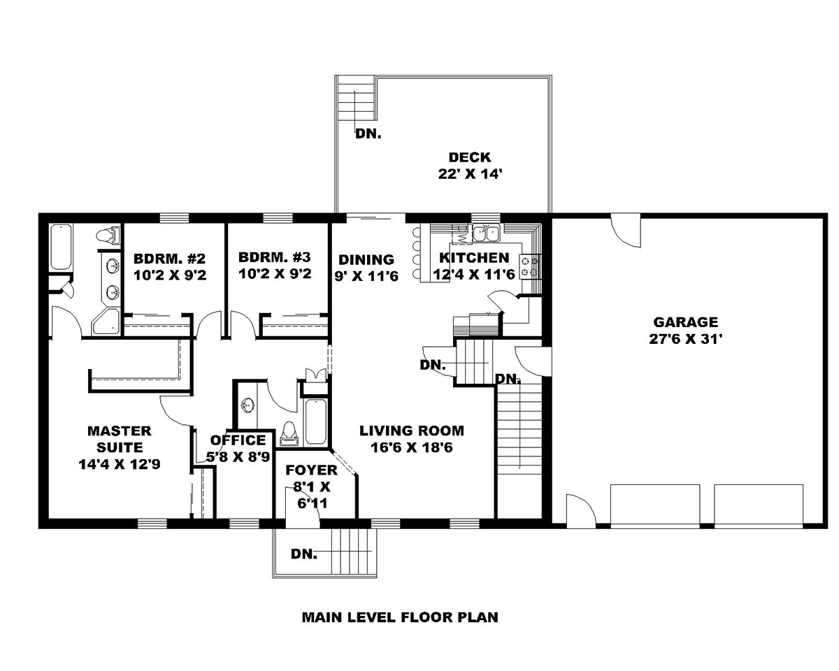 Ranch Traditional Level One of Plan 85143