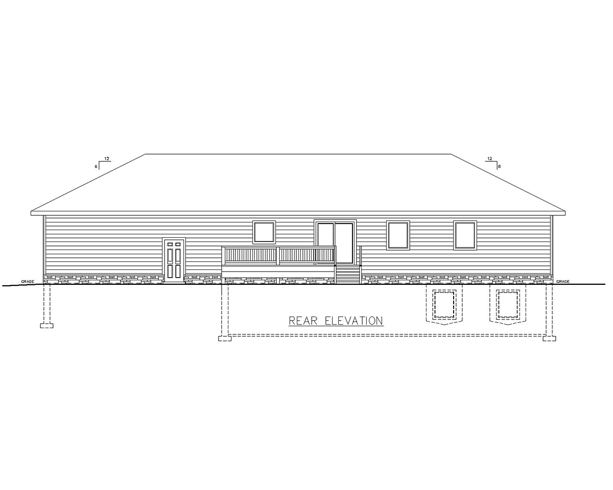 Ranch Traditional Rear Elevation of Plan 85143
