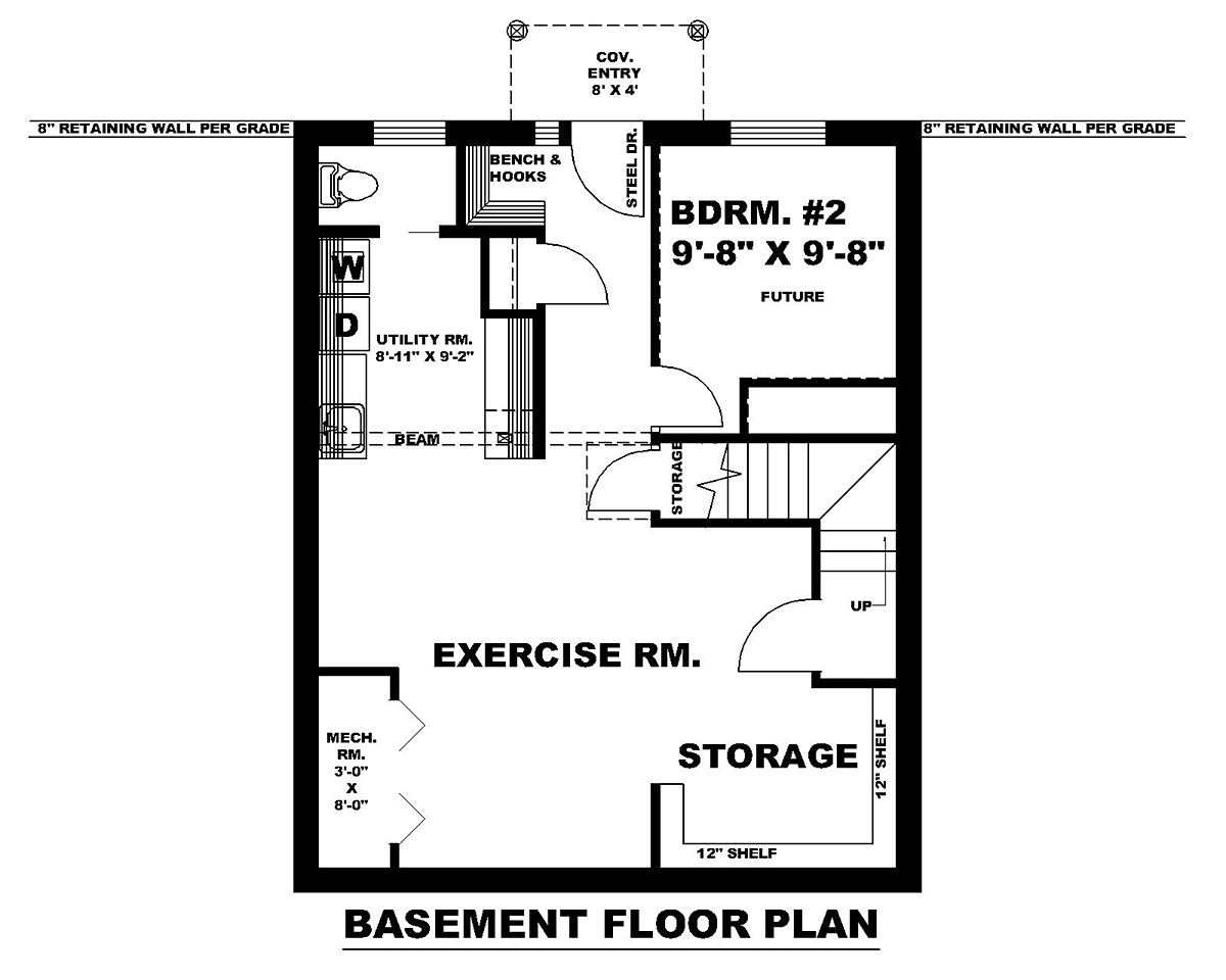 Contemporary Modern Lower Level of Plan 85145