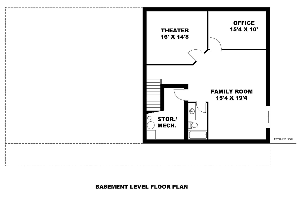 Ranch Lower Level of Plan 85151
