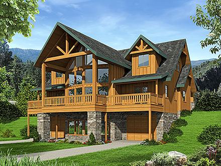 Cabin Craftsman Elevation of Plan 85152