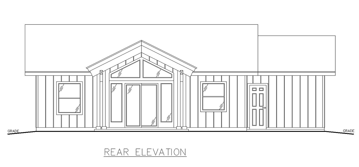 Cottage Ranch Traditional Rear Elevation of Plan 85153