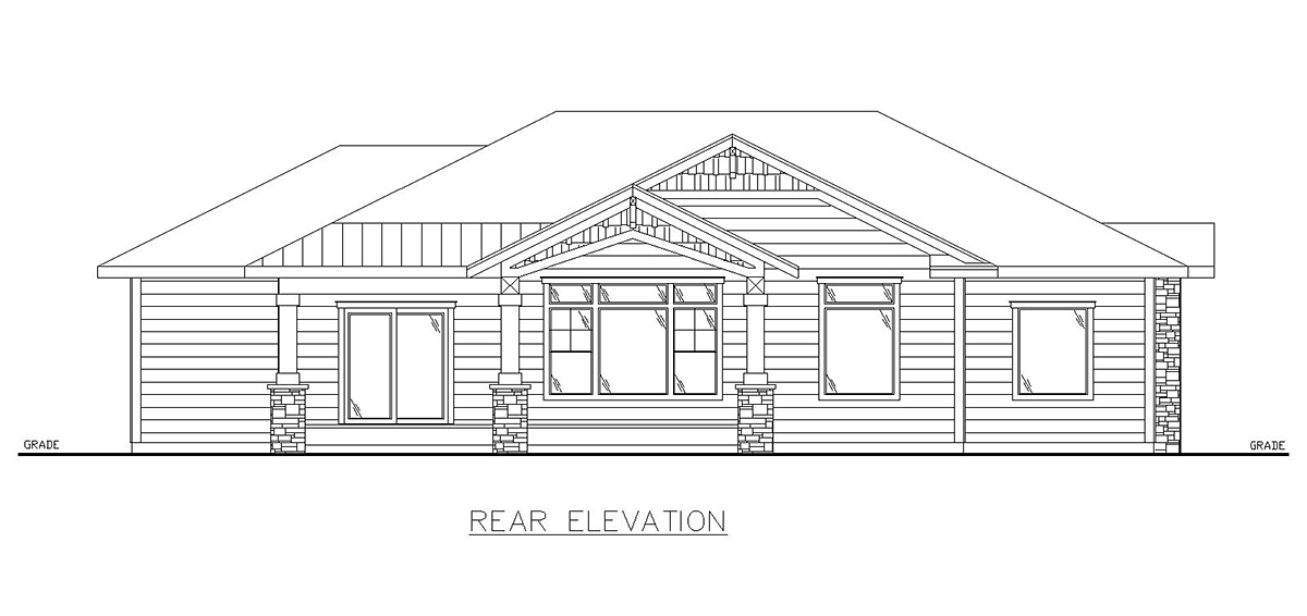 Craftsman Traditional Rear Elevation of Plan 85162