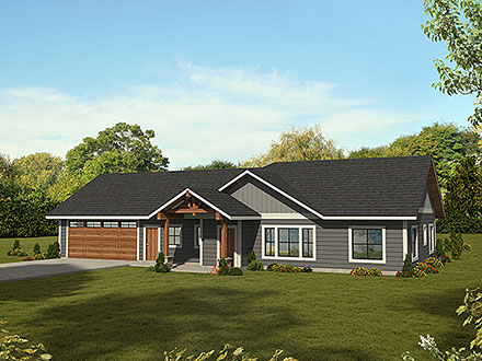 Country Craftsman Ranch Elevation of Plan 85171