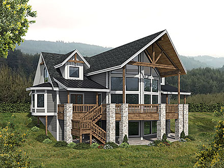 Coastal Craftsman Elevation of Plan 85174