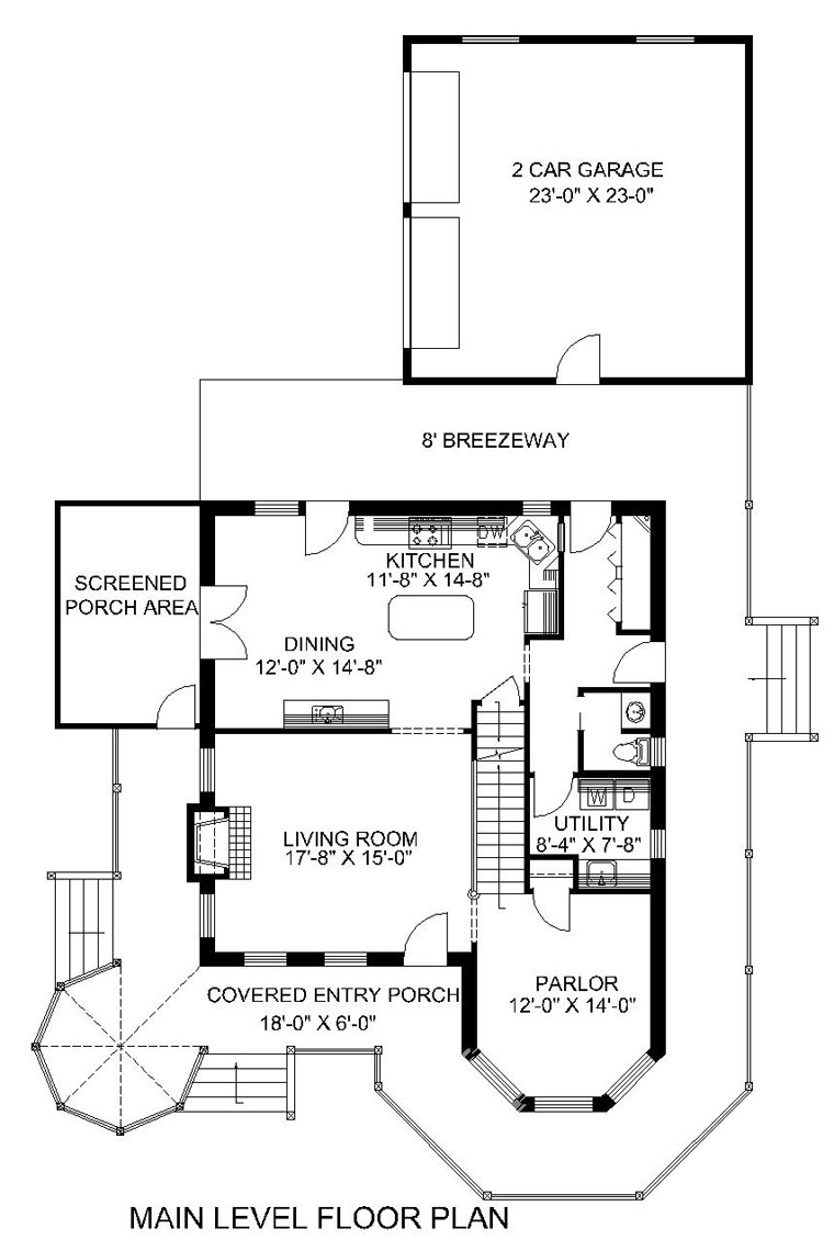 Country Farmhouse Victorian Level One of Plan 85200