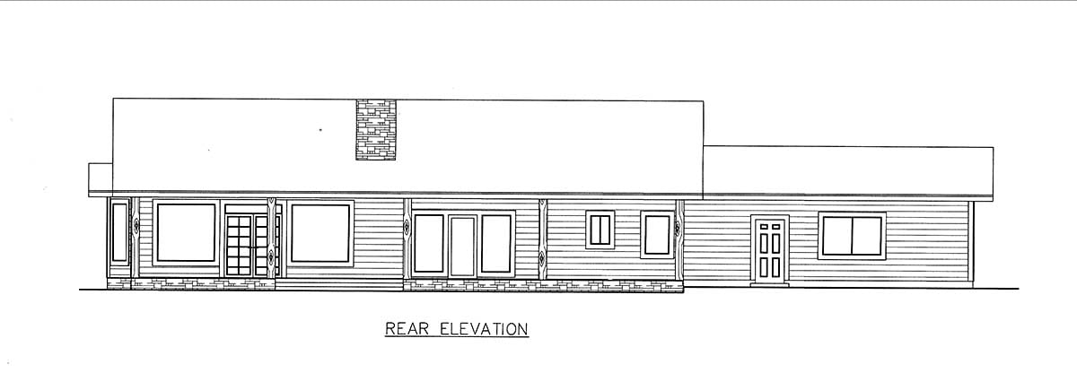 Ranch Rear Elevation of Plan 85206