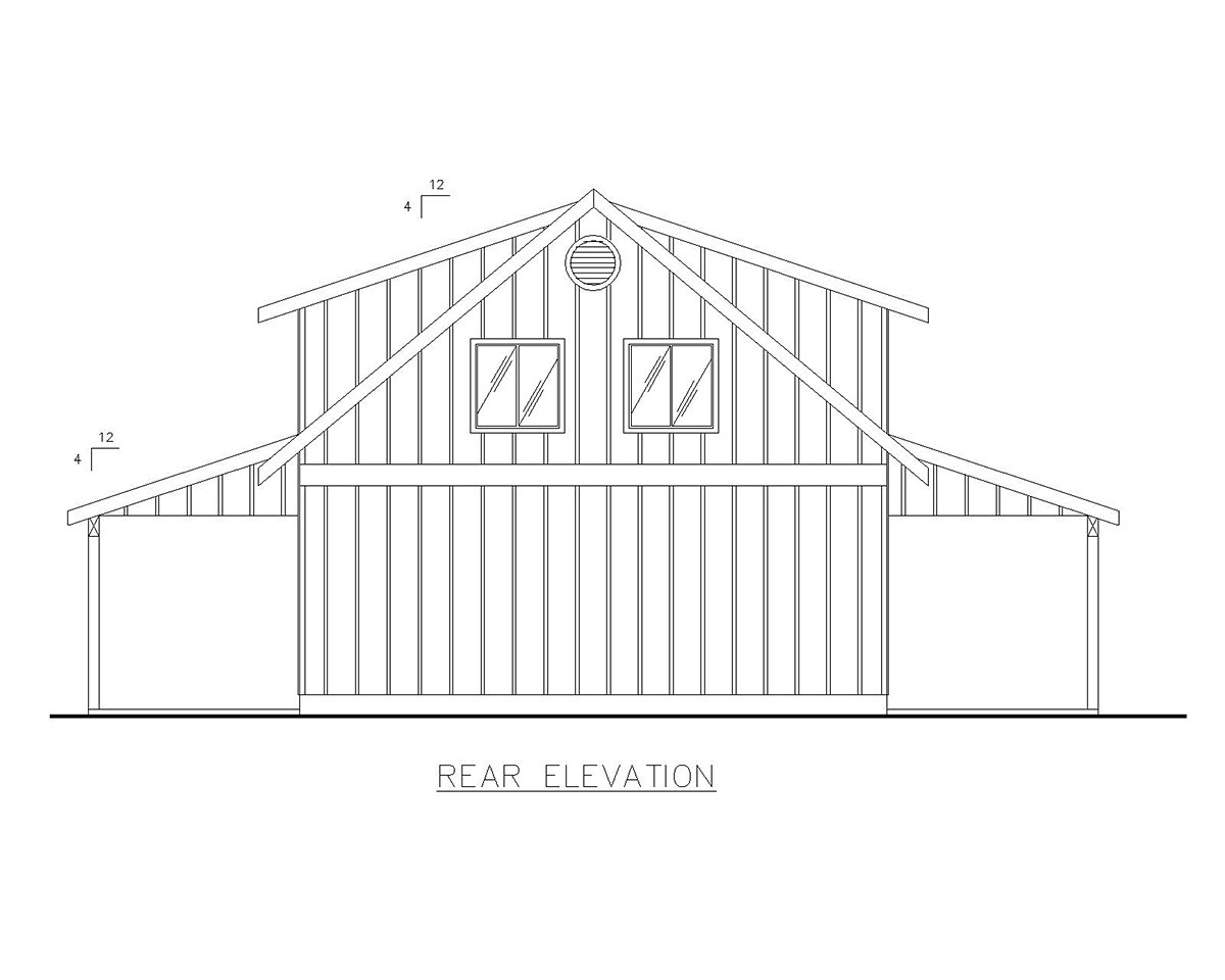 Country Southern Rear Elevation of Plan 85207