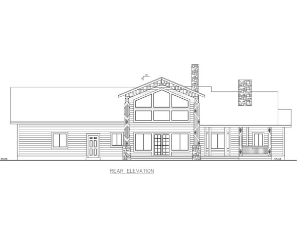 Cabin Country Traditional Rear Elevation of Plan 85213