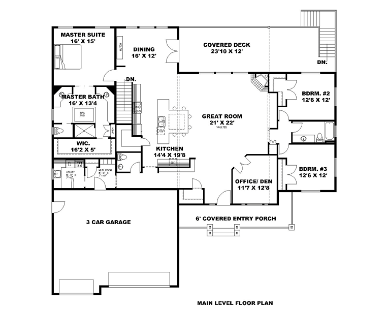 Craftsman Traditional Tudor Level One of Plan 85215