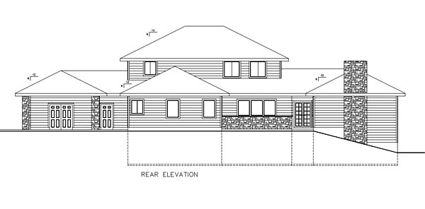 Contemporary Southwest Rear Elevation of Plan 85217