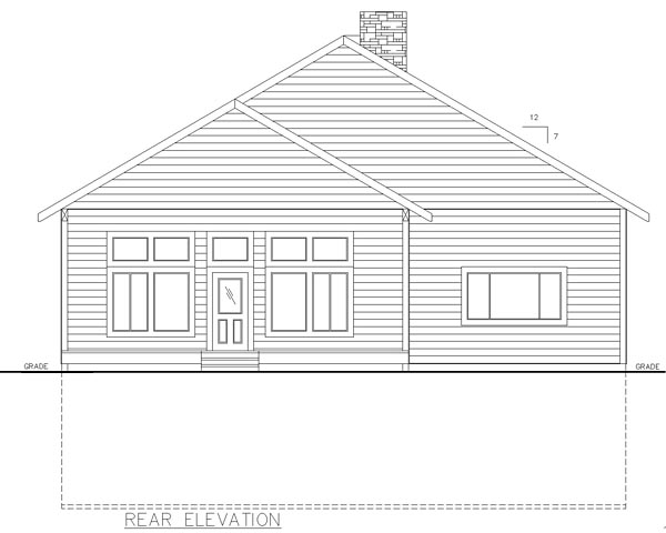 Contemporary Traditional Rear Elevation of Plan 85218