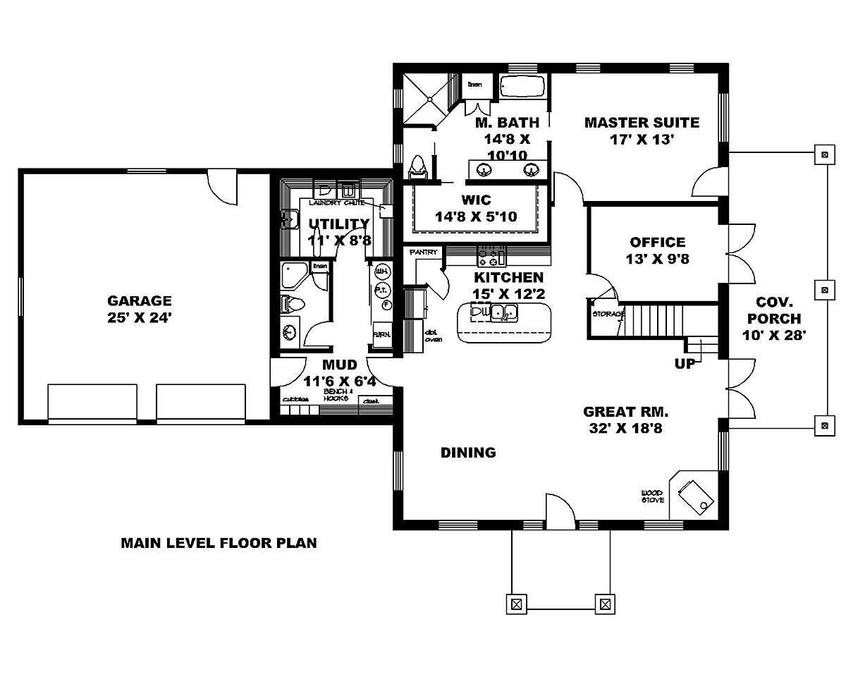 Country Farmhouse Level One of Plan 85221