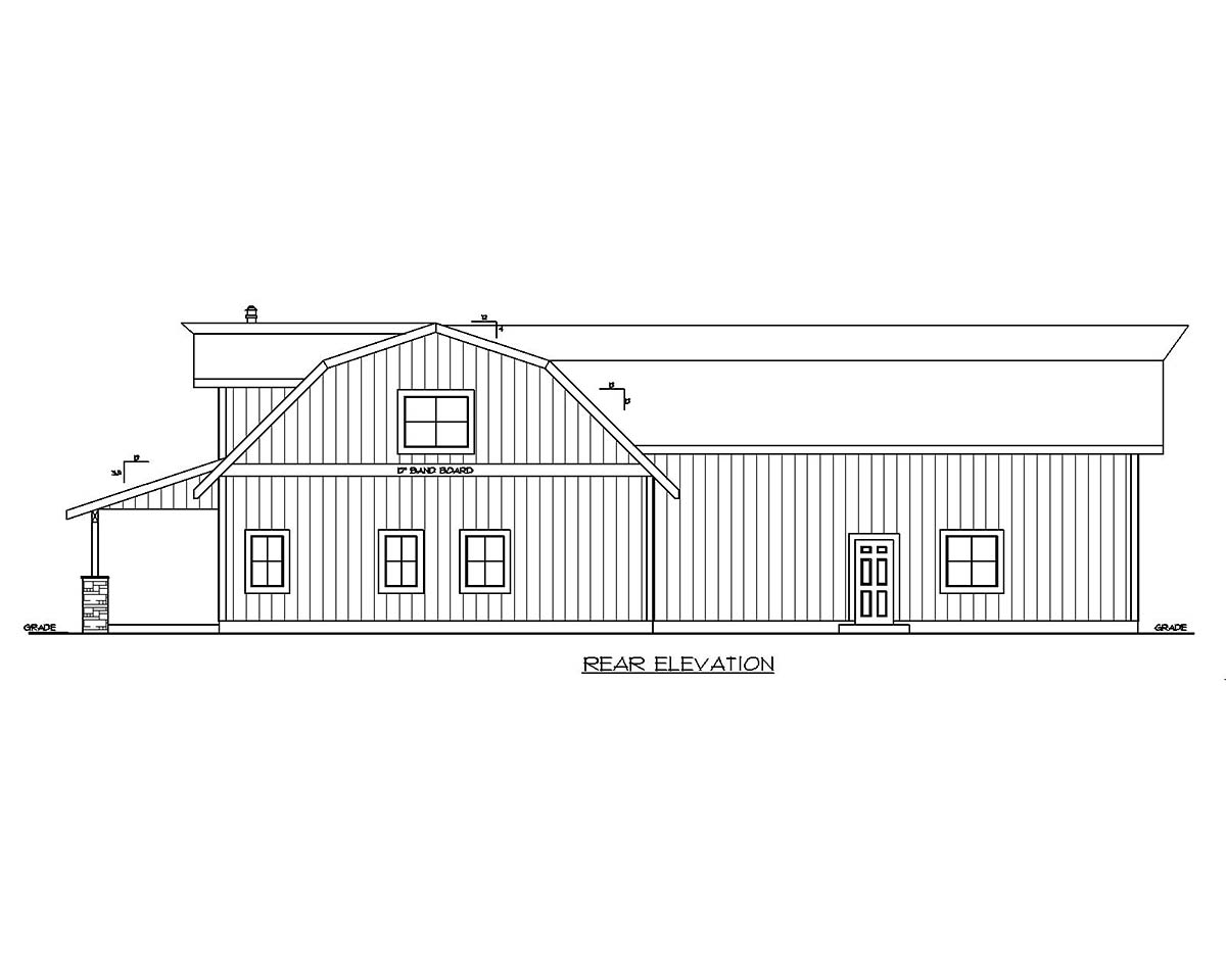 Country Farmhouse Rear Elevation of Plan 85221