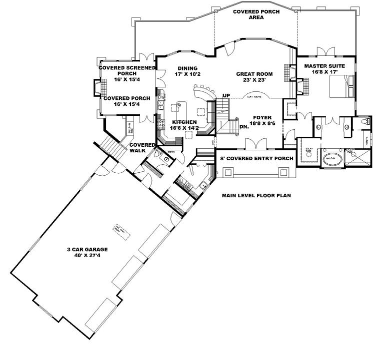 Contemporary Craftsman European Level One of Plan 85227