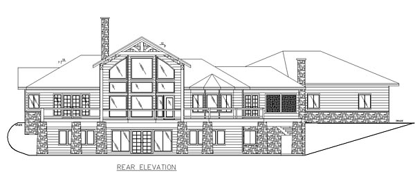 Contemporary Craftsman European Rear Elevation of Plan 85227