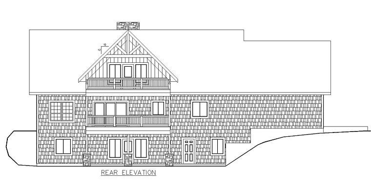 Contemporary Traditional Rear Elevation of Plan 85228