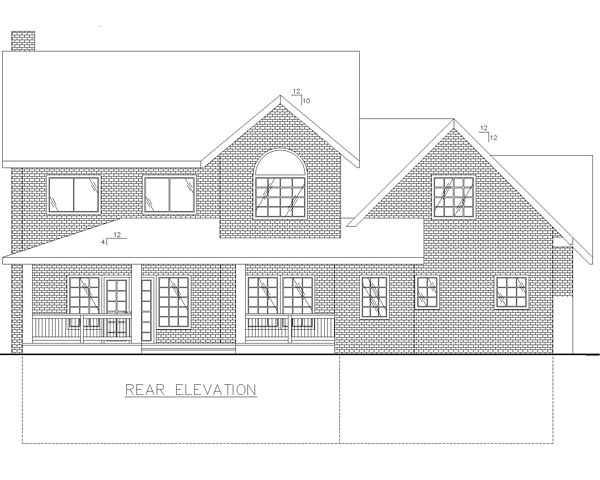 Colonial Country Traditional Rear Elevation of Plan 85229