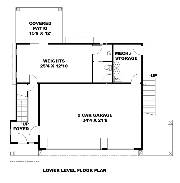 Contemporary Modern Lower Level of Plan 85230