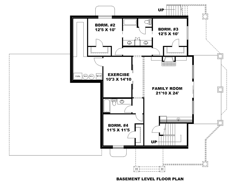 Bungalow Contemporary Craftsman Traditional Lower Level of Plan 85235