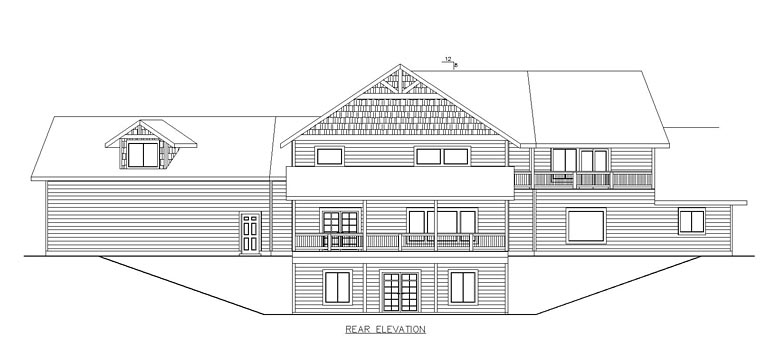 Craftsman Southern Traditional Rear Elevation of Plan 85237