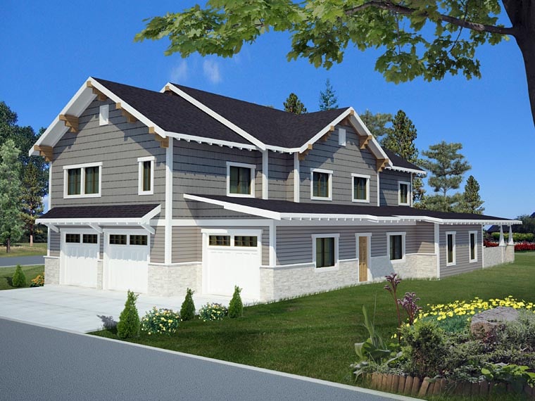 Bungalow Country Craftsman Traditional Rear Elevation of Plan 85238