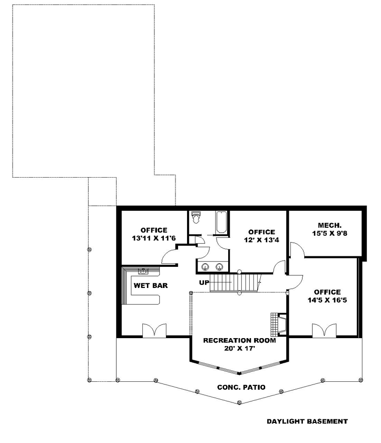 Country Traditional Tudor Lower Level of Plan 85241