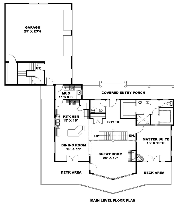 Country Traditional Tudor Level One of Plan 85241