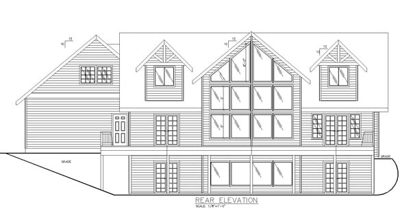 Country Traditional Tudor Rear Elevation of Plan 85241