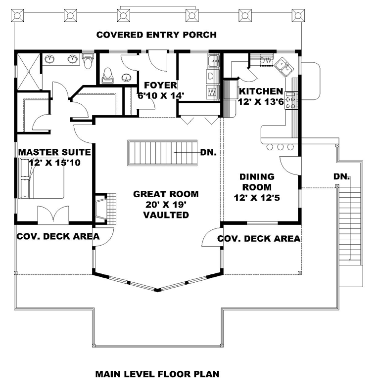 Bungalow Contemporary Cottage Traditional Level One of Plan 85242