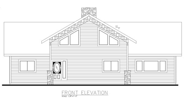 Contemporary Country Craftsman Rear Elevation of Plan 85243